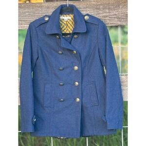 CAbi Navy Wool Blend Peacoat Jacket Anchor Buttons XS Military Style